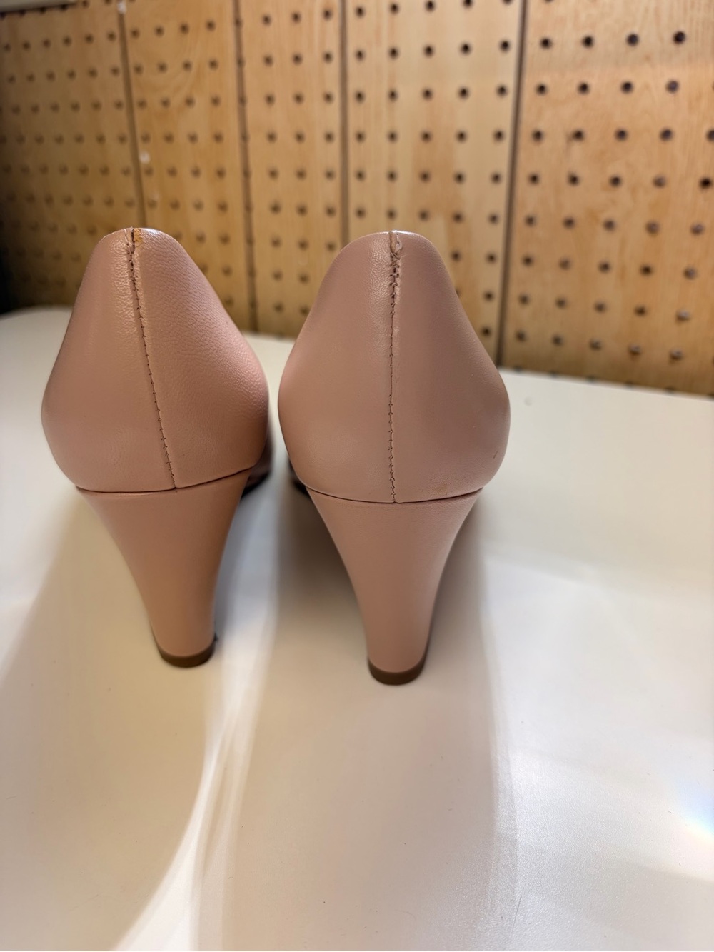 Tory Burch Blush Pink Leather Logo Round-Toe Wedge - Picture 5 of 8